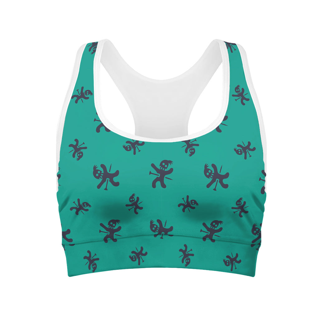 Halloween Voodoo Doll Pattern Print Women's Sports Bra