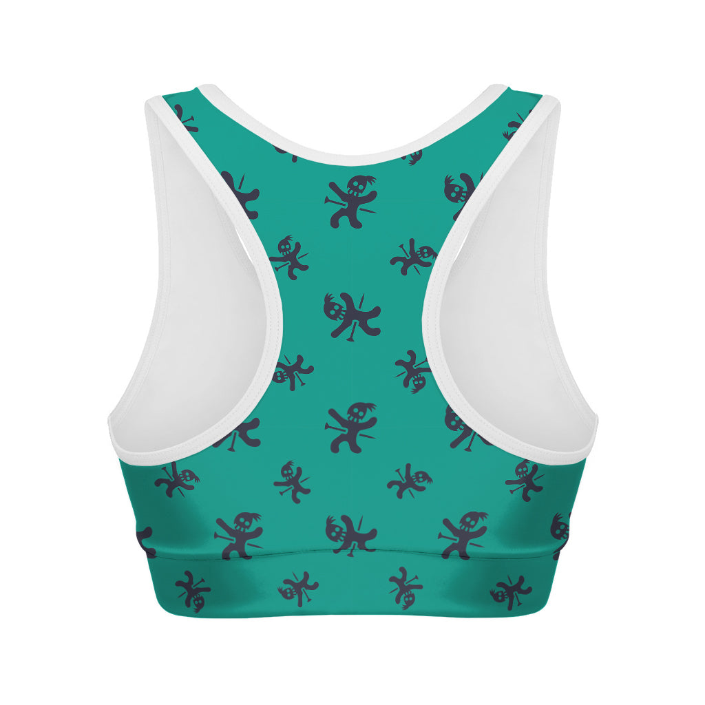 Halloween Voodoo Doll Pattern Print Women's Sports Bra
