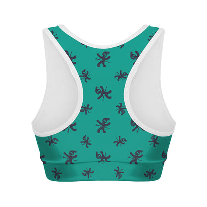 Halloween Voodoo Doll Pattern Print Women's Sports Bra