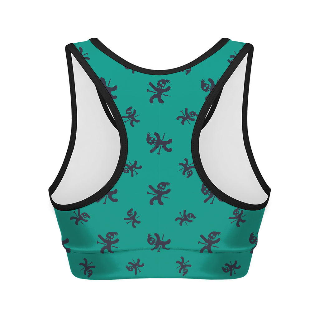 Halloween Voodoo Doll Pattern Print Women's Sports Bra