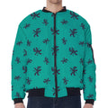 Halloween Voodoo Doll Pattern Print Zip Sleeve Bomber Jacket