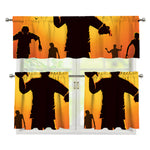 Halloween Walking Zombie Print 3 Piece Kitchen Curtains