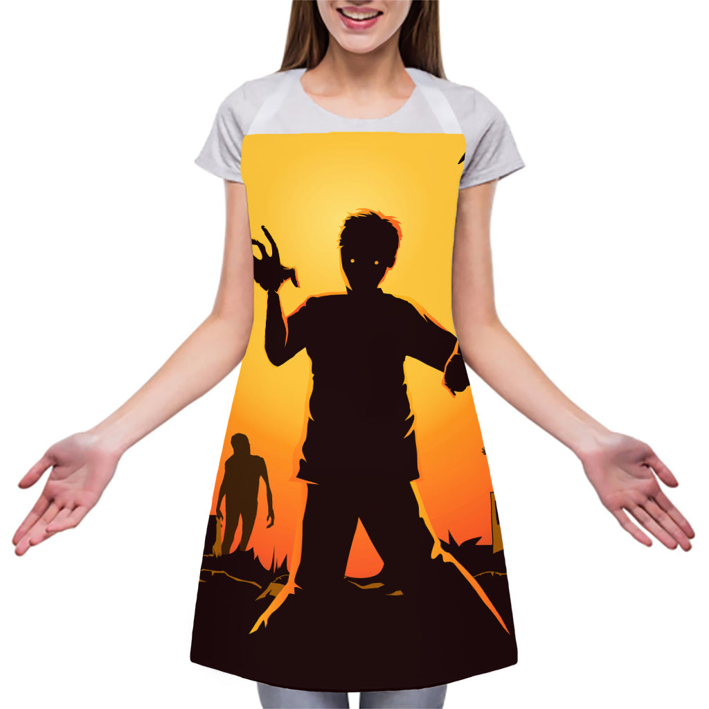 Halloween Walking Zombie Print Adjustable Apron