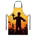Halloween Walking Zombie Print Bib Apron With Pocket