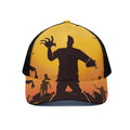 Halloween Walking Zombie Print Black Mesh Trucker Hat