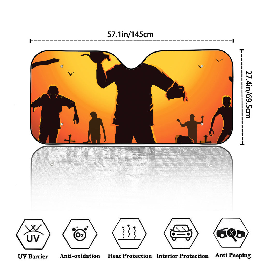 Halloween Walking Zombie Print Car Windshield Sun Shade