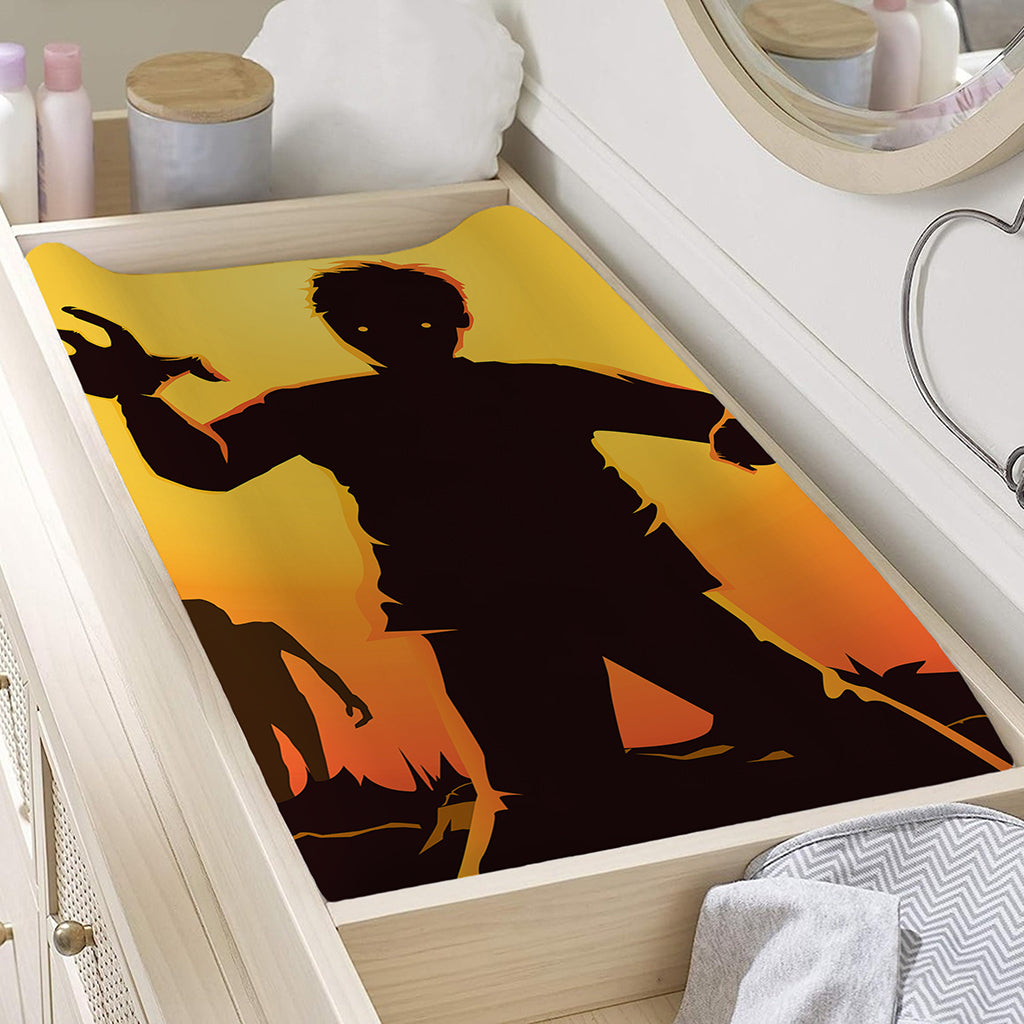 Halloween Walking Zombie Print Changing Pad Cover