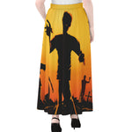 Halloween Walking Zombie Print Chiffon Maxi Skirt