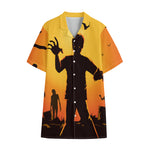 Halloween Walking Zombie Print Cotton Hawaiian Shirt