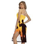 Halloween Walking Zombie Print Cross Back Cami Dress