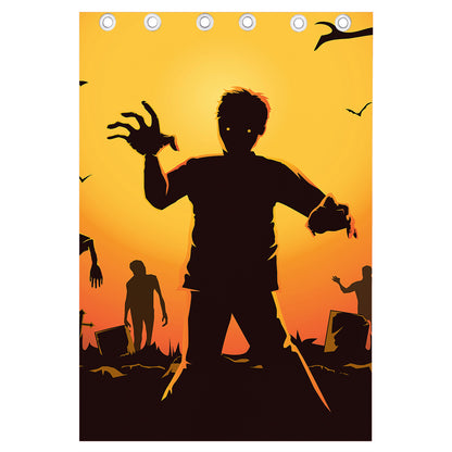 Halloween Walking Zombie Print Curtain