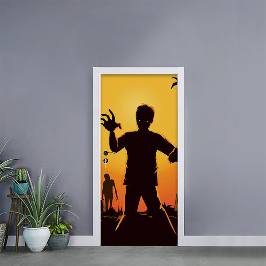 Halloween Walking Zombie Print Door Sticker