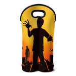 Halloween Walking Zombie Print Double Neoprene Wine Tote