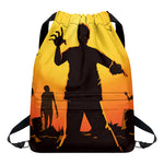 Halloween Walking Zombie Print Drawstring Backpack