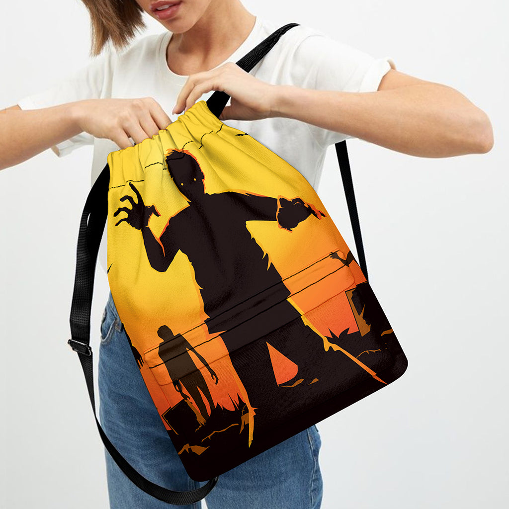 Halloween Walking Zombie Print Drawstring Backpack