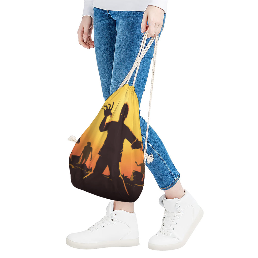 Halloween Walking Zombie Print Drawstring Bag