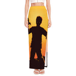 Halloween Walking Zombie Print High Slit Maxi Skirt