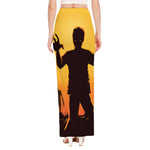 Halloween Walking Zombie Print High Slit Maxi Skirt