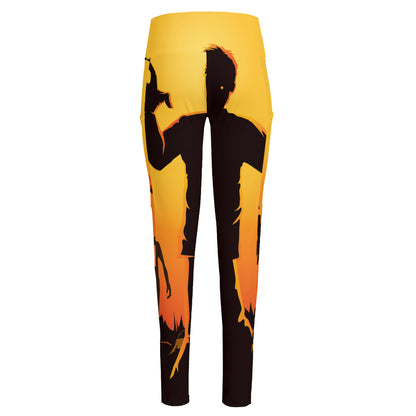 Halloween Walking Zombie Print High-Waisted Pocket Leggings