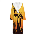 Halloween Walking Zombie Print Hooded Bathrobe
