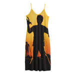 Halloween Walking Zombie Print Jersey Midi Cami Dress