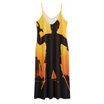 Halloween Walking Zombie Print Jersey Midi Cami Dress