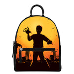 Halloween Walking Zombie Print Leather Backpack