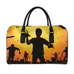 Halloween Walking Zombie Print Leather Duffle Bag