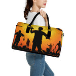 Halloween Walking Zombie Print Leather Duffle Bag
