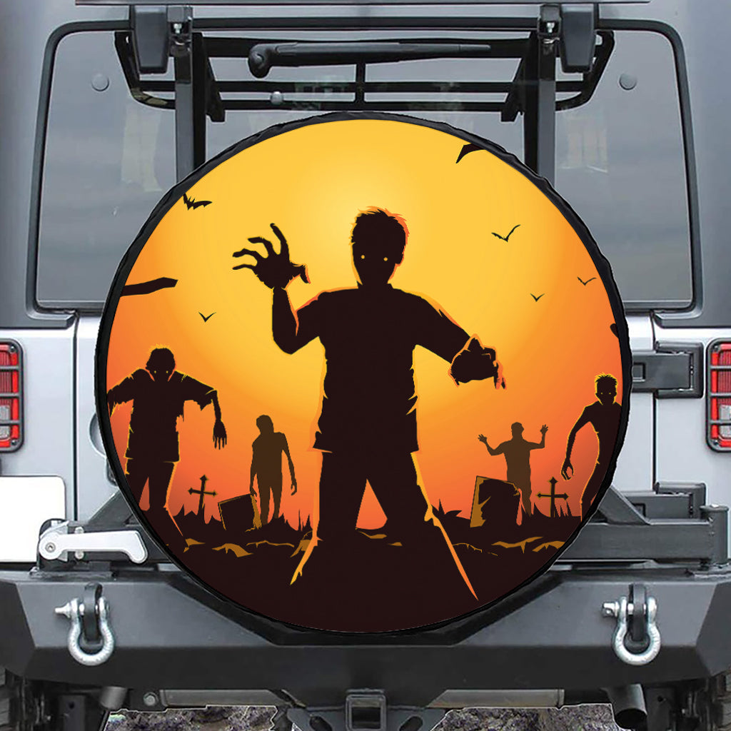 Halloween Walking Zombie Print Leather Spare Tire Cover