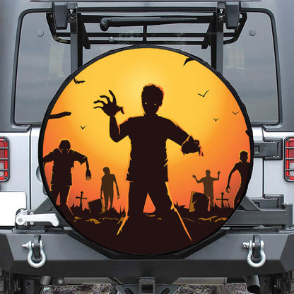 Halloween Walking Zombie Print Leather Spare Tire Cover