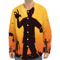 Halloween Walking Zombie Print Long Sleeve Baseball Jersey