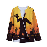 Halloween Walking Zombie Print Long Sleeve Short Coat