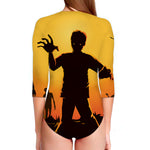 Halloween Walking Zombie Print Long Sleeve Swimsuit