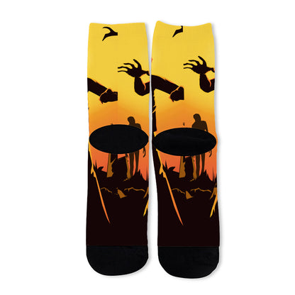 Halloween Walking Zombie Print Long Socks