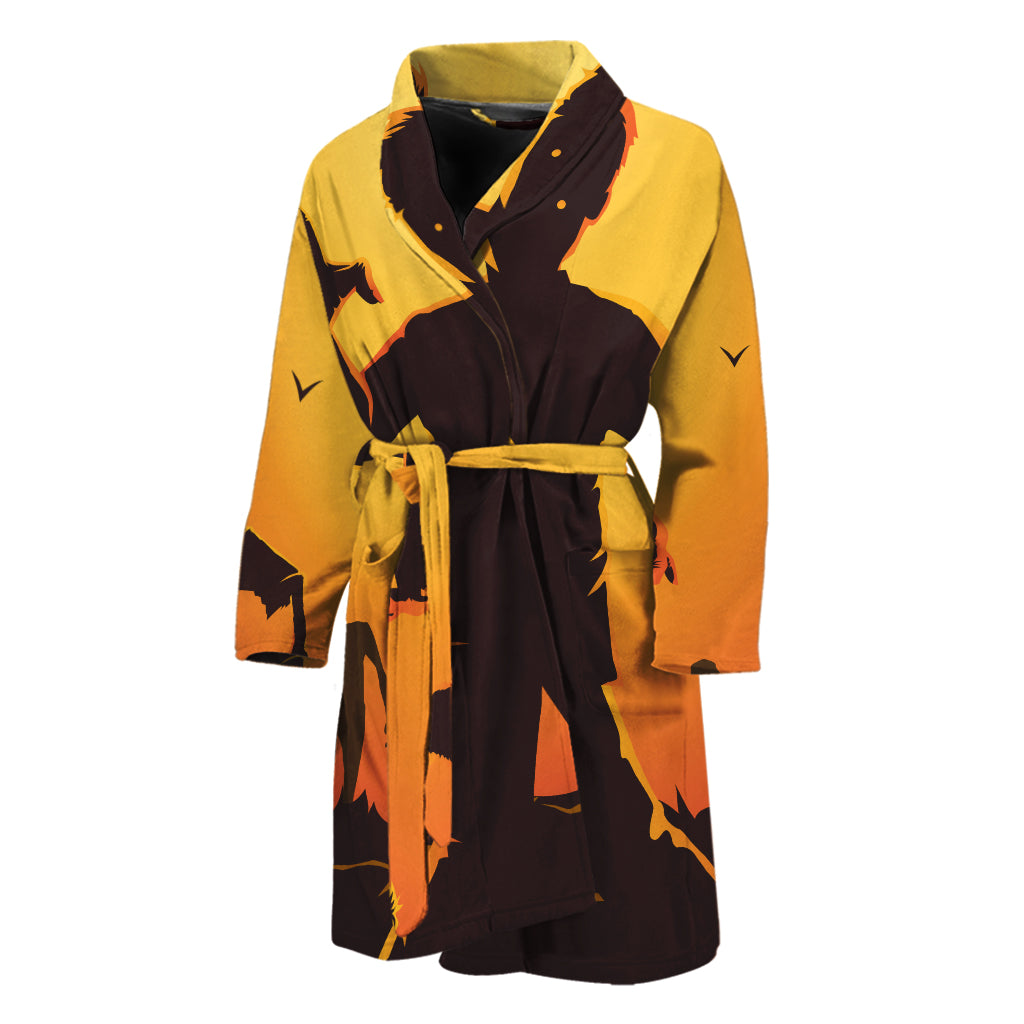 Halloween Walking Zombie Print Men's Bathrobe