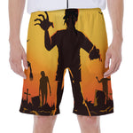 Halloween Walking Zombie Print Men's Beach Shorts