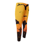 Halloween Walking Zombie Print Men's Compression Pants