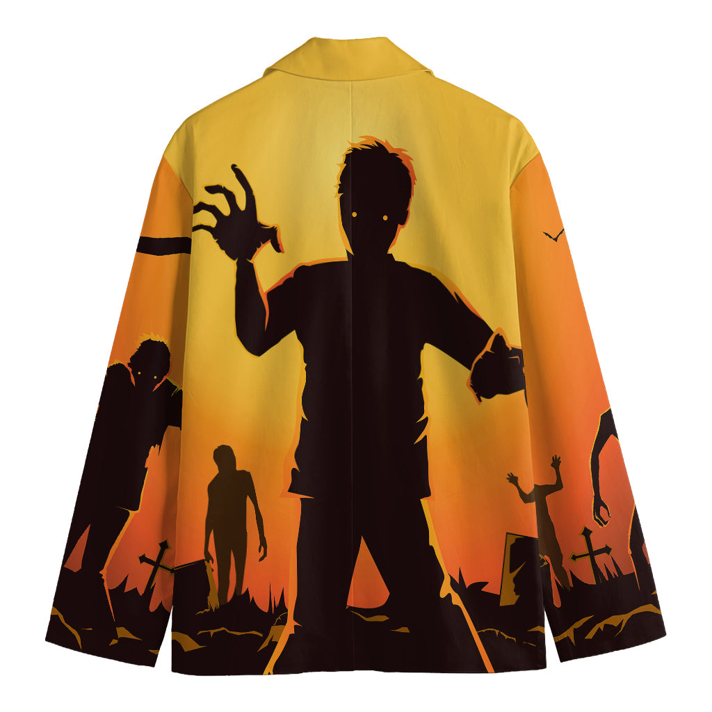 Halloween Walking Zombie Print Men's Cotton Blazer