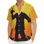 Halloween Walking Zombie Print Men's Deep V-Neck Shirt