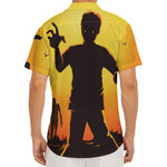 Halloween Walking Zombie Print Men's Deep V-Neck Shirt