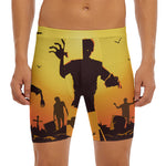Halloween Walking Zombie Print Men's Long Boxer Briefs