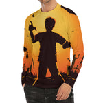 Halloween Walking Zombie Print Men's Long Sleeve Rash Guard