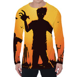 Halloween Walking Zombie Print Men's Long Sleeve T-Shirt