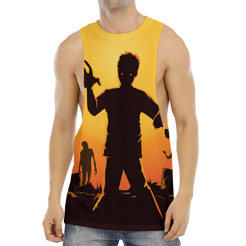 Halloween Walking Zombie Print Men's Muscle Tank Top