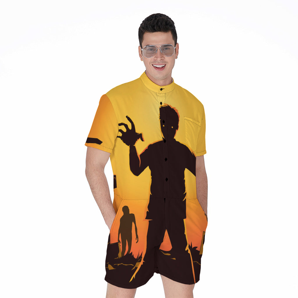 Halloween Walking Zombie Print Men's Rompers
