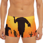 Halloween Walking Zombie Print Men's Short Boxer Briefs