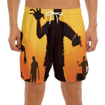 Halloween Walking Zombie Print Men's Split Running Shorts