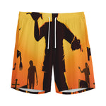 Halloween Walking Zombie Print Men's Sports Shorts
