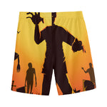 Halloween Walking Zombie Print Men's Sports Shorts